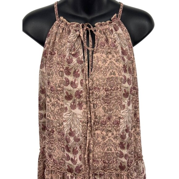 Drew Anthropologie Women Tier Dress Size Medium Pink Boho Keyhole Sleeveless New - Picture 2 of 11